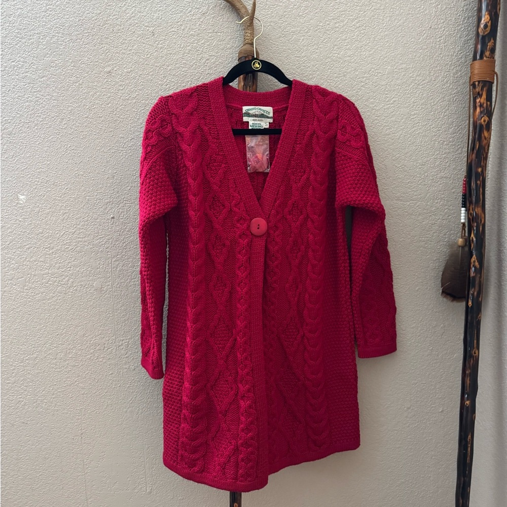 Red Cable Knit Women's Sweater